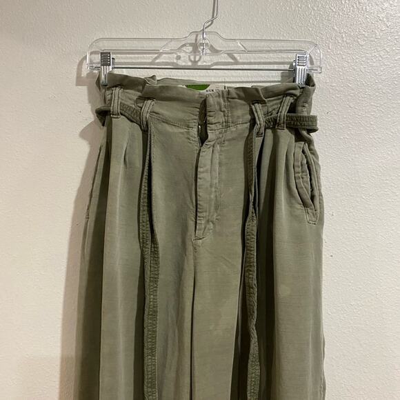 By Anthropologie Green Blythe Wide Leg Crop Pants Sz 8 - Picture 3 of 16
